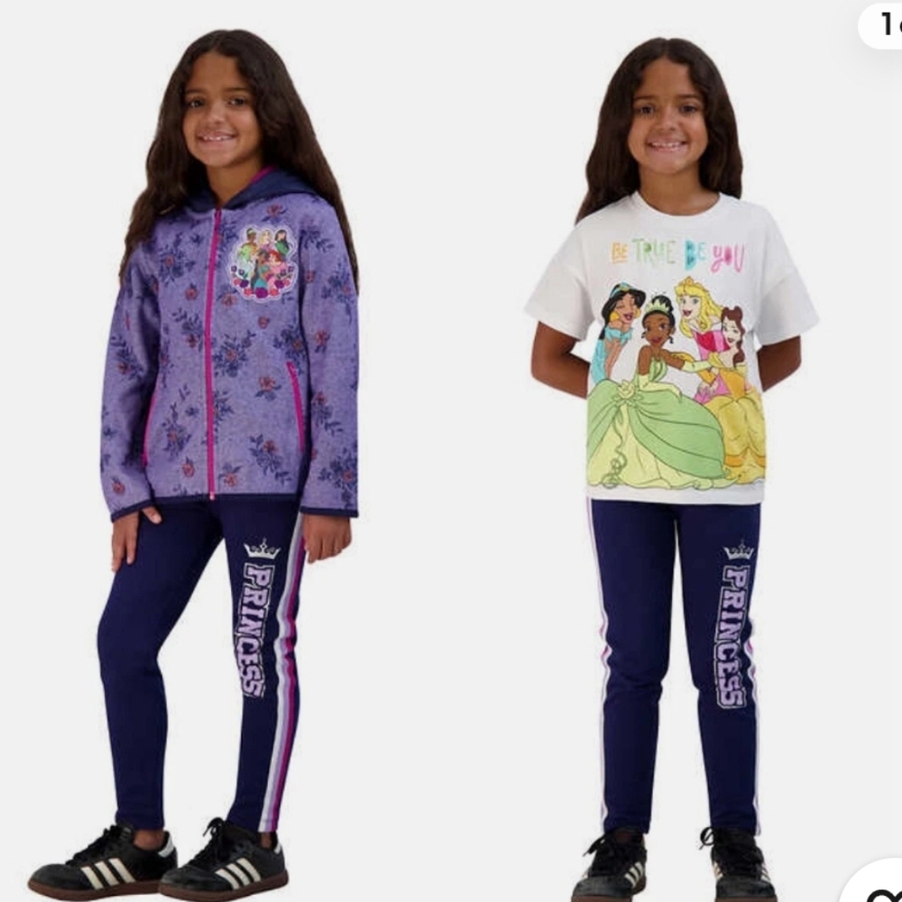 Girls Disney 3pc Set Sweater Girl Princess Purple Hoodie,Shirt,Pants Size 7 NEW